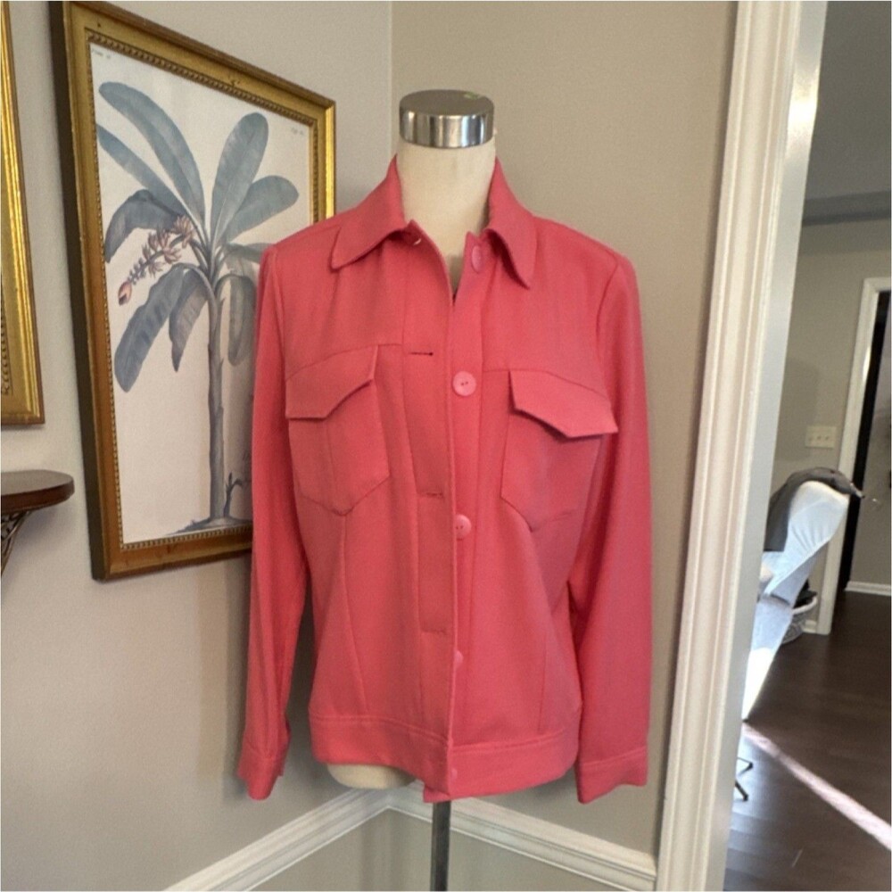 Draper's & Damons Women's Pink Button Front Collared Jacket Size M Regular